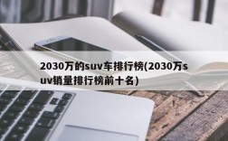 2030万的suv车排行榜(2030万suv销量排行榜前十名)